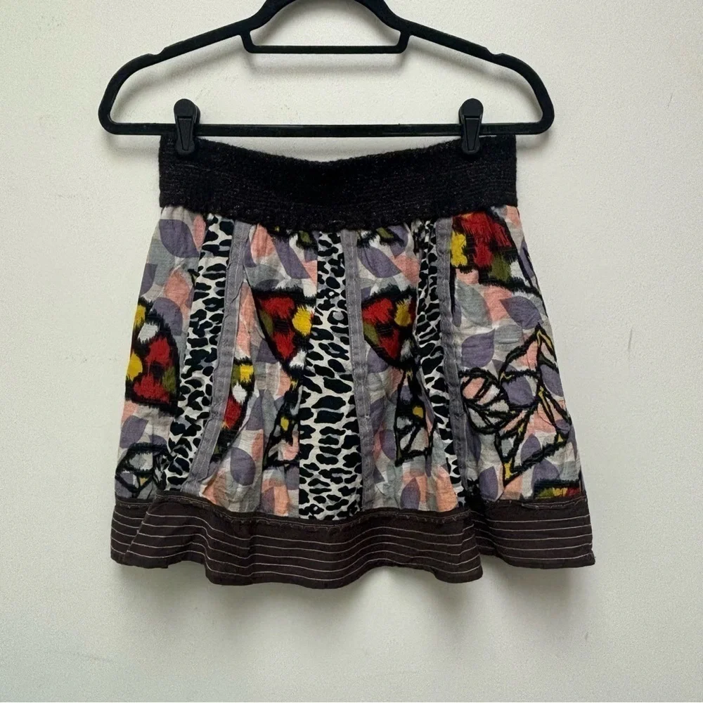 Free People Mixed Print Skater Skirt